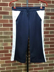 Nike Mesh Pants Girls Training  Active Medium 10-12 Swoosh Navy / White  - Picture 1 of 10