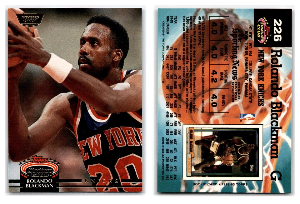 1992-93 Stadium Club Members Only #226 Rolando Blackman - New York Knicks - Image 1 of 1