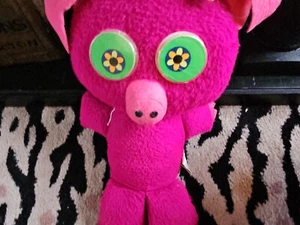 Vintage Mattel 1967 Googlies Psychedelic Squeak  Spinning Eyes Purple Pig Doll - Picture 1 of 8