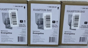 Hampton Bay Evangeline 4.5 in 1-Light Brushed Nickel Wall Farmhouse Sconce 3Pack - Picture 1 of 5