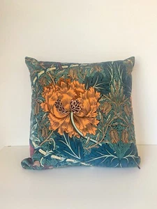Pillow, Velvet Pillow, Flower Pillow, Blue Pillow, Brown Pillow, Home Decor, - Picture 1 of 10
