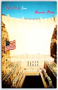 Postcard Greetings from Hoover Dam Nevada Arizona Face American Flag UNP - Picture 1 of 2