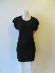 WOMENS THEORY 100% WOOL BLACK CAP SLEEVE DRESS W/LACE BACK SZ P/S* - Picture 1 of 6