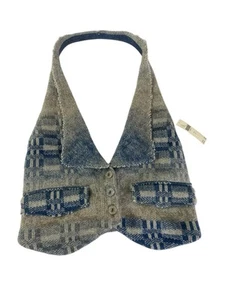 Anthropologie Top S Pilcro Heritage Pullover Weste Boho Neckholder Strick blau 120,0 $ - Bild 1 von 9