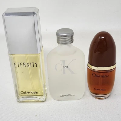 Juego de 3 piezas Calvin Klein For Her Eternity 2,5 oz Obsession .25 oz Ck One 2,5 oz Foto 1 de 4