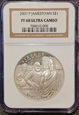 2007-P Proof Jamestown Silver Dollar $1 NGC PF68 Ultra Cameo - Image 1 of 4