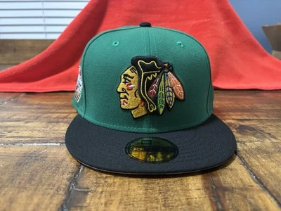 Chicago Blackhawks Kelly Verde Negro New Era Equipado 7 3/8 Gris UV Invierno Clásico Foto 1 de 4