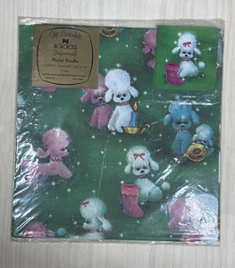 Vintage 60s POODLE Gift Wrap Wrapping Paper Christmas MCM Norcross Tags NOS Fab - Picture 1 of 7