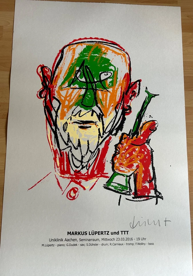 MARKUS LÜPERTZ, Großer Farbsiebdruck, handsigniert, TOP Zustand - Bild 1 von 3