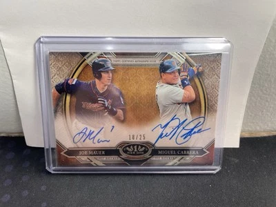 2015 Topps Tier One Joe Mauer Miguel Cabrera doble autógrafo/25 Foto 1 de 2