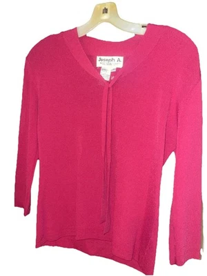 Top Joseph A Hot Rosa Manga Larga Cuello en V Con Corbata Talla S Viscosa/Nylon Foto 1 de 4