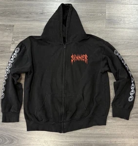 SINNER Sinner's Club Rare Long Sleeve Zip-Up Hoodie Size Large Fashion Nova Men - Picture 1 of 4