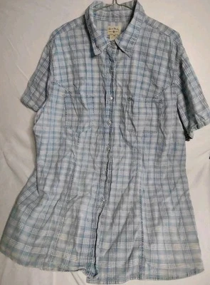 Camisa de mezclilla azul vintage Ki-Ko-Mo con botones bolsillo para mujer 18W azul a cuadros Foto 1 de 4