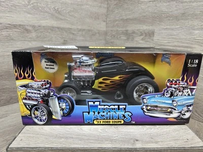 New 33 Ford Coupe Black with Flames  Muscle Machine 1:18 scale Free Shipping!! - Image 1 of 4