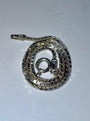 ESTATE Solid Sterling Silver 1.2mm Box Chain Bracelet 7.25” Made in Italy - Image 1 of 4