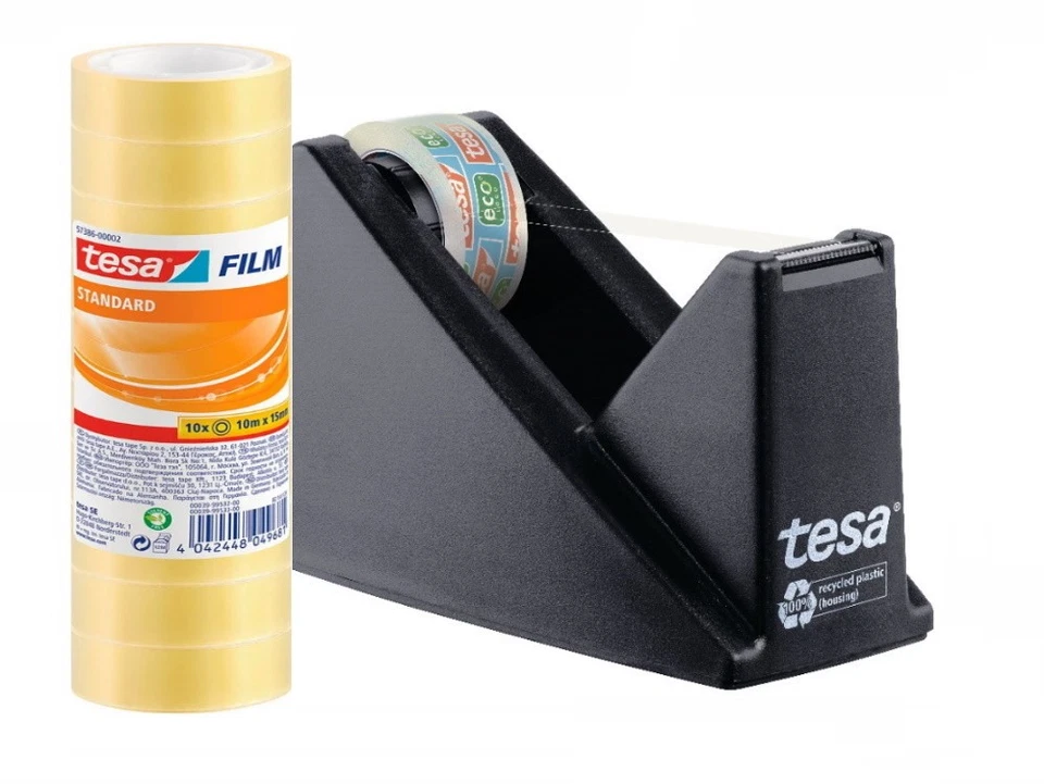 Tesa Tischabroller + 20 Rollen Tesafilm transparent 59327 57386 10m x 15mm