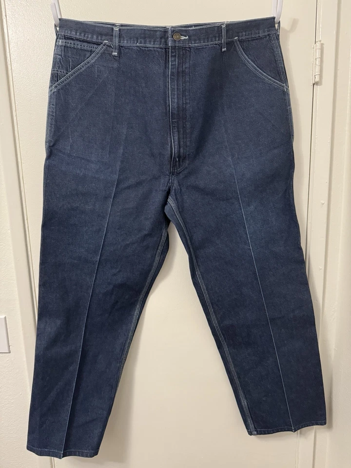 Pantalones de mezclilla vintage Sears Roebuck Carpenter talla grande 44x30 prensa permanente Foto 1 de 4