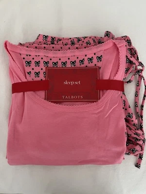 Juego de pijama de 2 piezas TALBOTS NUEVO CON ETIQUETAS TALLA 2X diseño de arco rosa y azul marino Foto 1 de 4
