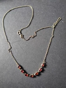 Vintage 925 Silver Gold Wash Garnet Necklace - Picture 1 of 2