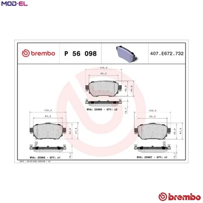 JUEGO PASTILLAS FRENO DISCO FRENO P 56 098 PARA RENAULT KADJAR KOLEOS/II/SUV NISSAN Foto 1 de 4