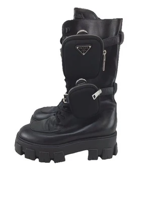 Botas de cuero negras PRADA Monolith talla 9 (Y049) Foto 1 de 4