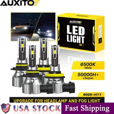 Combo 9005+H11 LED Headlight Super Bright Bulbs Kit White 40000LM High/Low Beam - Image 1 of 4