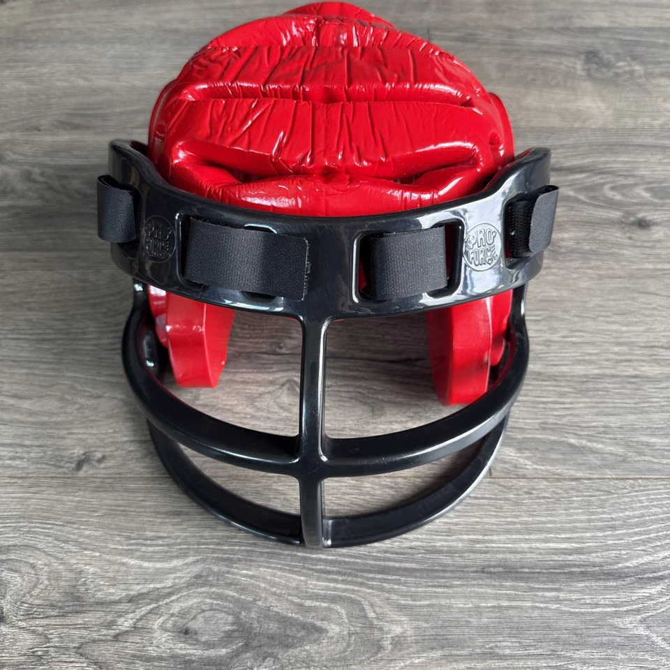 ProForce Lightning Karate Red Helmet w/ Black Faceguard Cage-Small? - Image 1 of 4