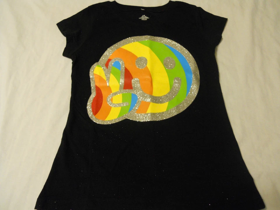 Girls Tee Shirts Graphic Crew Top Glitter Layer XS S M L XL Kids  - Image 1 of 1