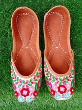 Women Punjabi Jutti Khussa Fulkari Jutis Mojari Jooti Flats Ethnic Shoes Sandals
