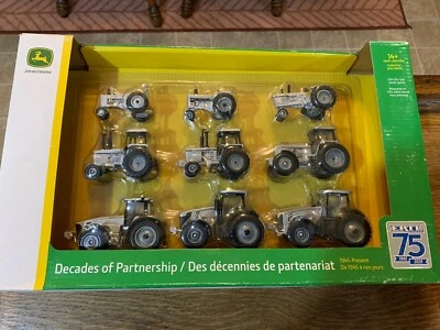 ERTL 75th Anniversary 9 Piece John Deere Tractor Set. 1/64 Scale.  SILVER CHASE - Image 1 of 4
