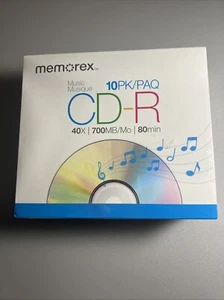 NEW SEALED Memorex Music 10 Pack CD-R 40X 700MB 80Min Recordable Blank Media CDS - Picture 1 of 4
