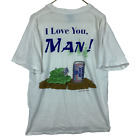 Vintage Bud Light T-shirt Large White I Love You Man 1998 lata 90. Budweiser Made Usa