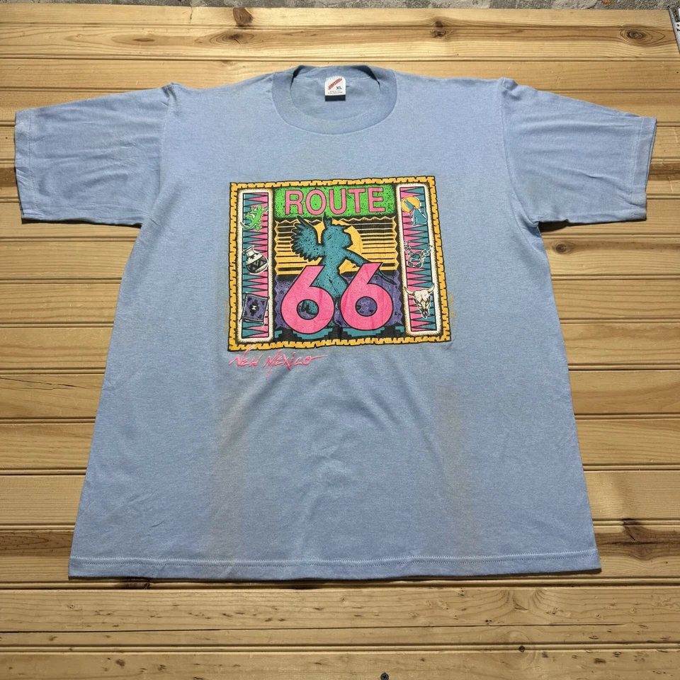 Camisa de neón vintage años 80 Route 66 estilo arte nativo occidental talla XL Foto 1 de 4