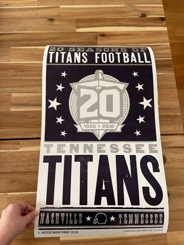 2018 Hatch Show Print 20 Seasons of Titans Football 1999-2018 Limited Edition Cover