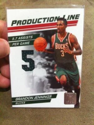 BRANDON JENNINGS 2010-11 DONRUSS "LINHA DE PRODUÇÃO" JOGO-USADO JERSEY PATCH /399!! - Imagem 1 de 2