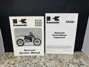 1988 KAWASAKI FACTORY KX125 KX250 KX500 MOTORCYCLE SERVICE MANUAL AND SUPPLEMENT - Picture 1 of 8