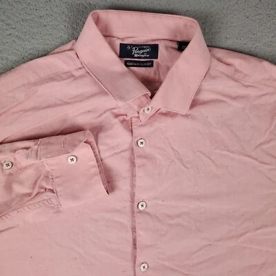 Camisa Penguin Para Hombre 16.5 Rosa Calce Ajustado Vestido Abotonado Manga Larga Foto 1 de 4