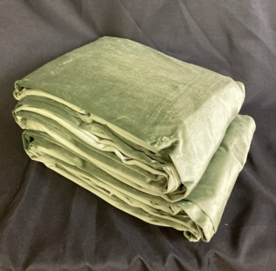 Sage Green Velvet Curtains 96 inches 2 Panels - Pinch Pleated Luxury Room Dar... - Image 1 of 4