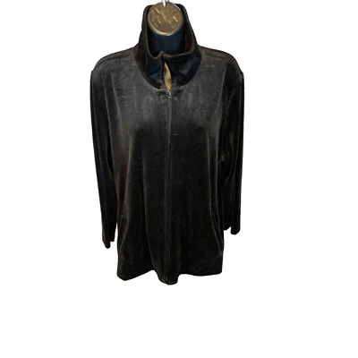Женский спортивный костюм Talbots Цвет черный Велюр Куртка на молнии Размер 1X - Изображение 1 из 4