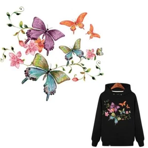 Flower Butterfly Patch Iron On Appliques A-level Washable Sticker Heat Transfer - Picture 1 of 8