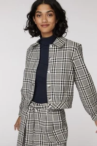 Gorman lightweight short jacket in black & white check size UK14 - Foto 1 di 11