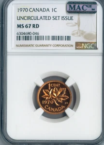 1970 Canada Small Cent NGC MS67 Red - Picture 1 of 2