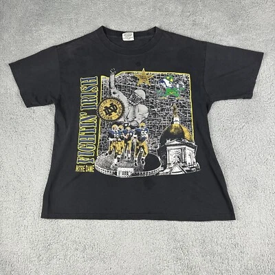 Camisa irlandesa de lucha vintage de Notre Dame para hombre grande negra nuez moscada fútbol Foto 1 de 4