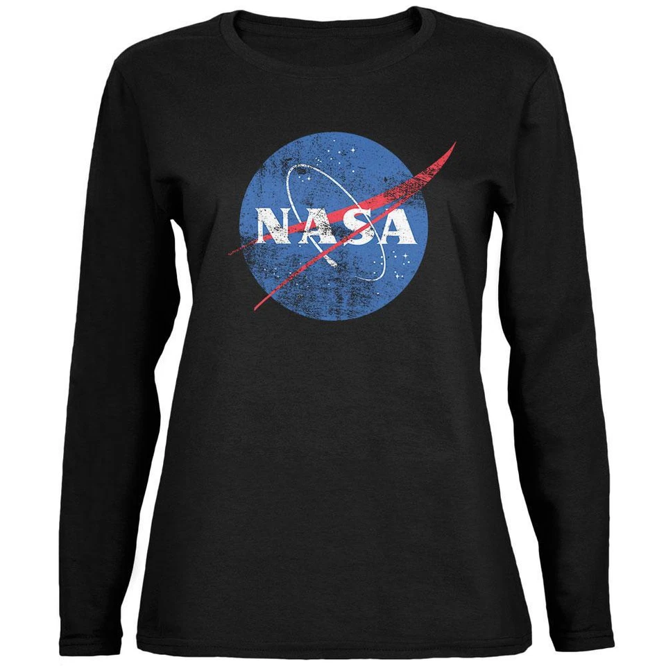 Camiseta de manga larga relajada con logotipo desgastado de la NASA para dama Foto 1 de 1