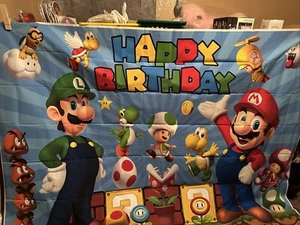 Super Mario And LUIGI Happy Birthday Banners With Party Supplies8’x6’ - Picture 1 of 3