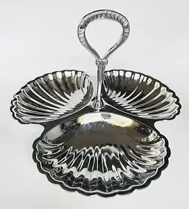 Vintage Serving Tray ~ Irvinware Serving Dish ~3-Clam Shell Design with Handle - Picture 1 of 4