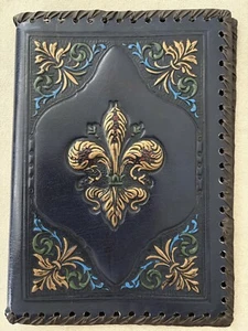 Italienischer handbesetzter Leder Bucheinband blau/gold Iris 6 5/8"x9 3/8" liniert EUC - Bild 1 von 4