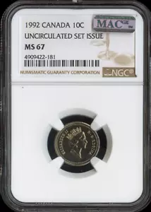 1992 Canada 10 Cents 10C NGC MS67 MAC - Quality - Picture 1 of 2