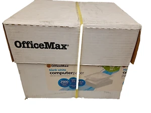 Office Max Blank White Continuous Computer Paper 2500 Sheets 18 lb 9.5 X 11 - Picture 1 of 6