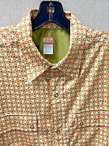 Vintage No Fear Hawaiian Shirt Geometric Orange Multicolor Snap Button Sz Large - Picture 1 of 4